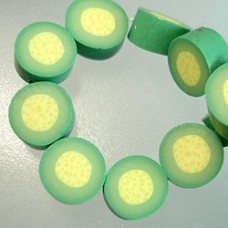 8-10mm Kiwi Fruit Slice Polymer Clay Beads - Strand (40 beads)