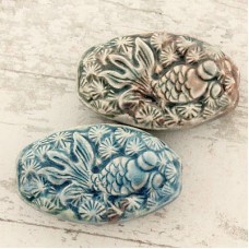 25mm Raku Koi Fish Oval Focal Beads - Each