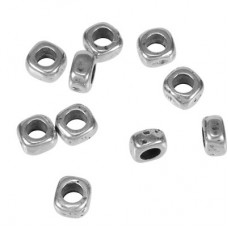 5x3mm (2.9mmID) Round Hole Square Bead - Silver