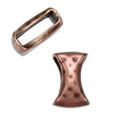 13x9mm(10x2mmID)Copper Hammered Bowtie Leather Slider