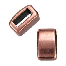 8x5mm(5x2mmID) Ant Copper Plain Bar Flat Leather Slider - Pack of 2