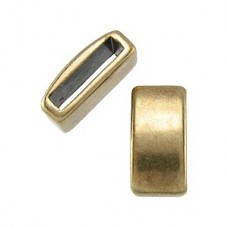 10x2mm ID Ant Brass Flat Leather Bar Leather Slider - Pack of 2