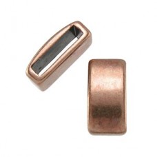 10x2mmID Ant Copper Plain Bar Slider for Flat Leather - Pack of 2