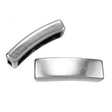 8x26mm(5x2mmID)Ant Silver Long Tube Flat Leather Slider - Each