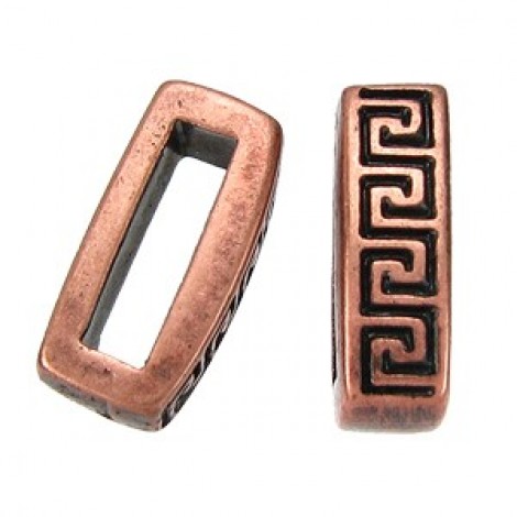 5x14mm (10x3mmID)Ant Copper Meander Flat Leather Slider