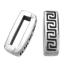 5x14mm (10x3mmID)Ant Silver Meander Flat Leather Slider - Pack of 2