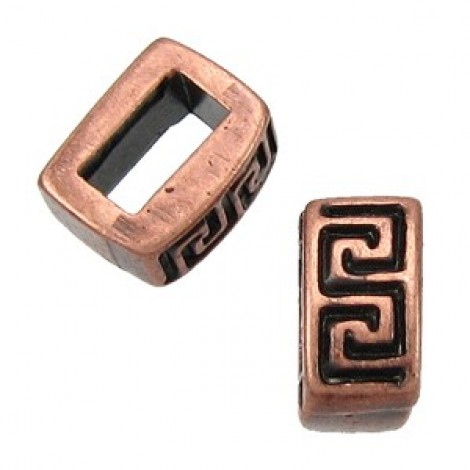 4x8mm(5x2.5mmID) Meander Ant Copper Flat Leather Slider