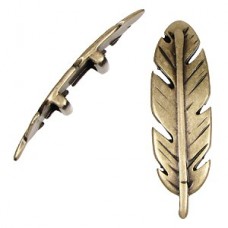 10mm Flat Leather Feather Slider - Antique Brass