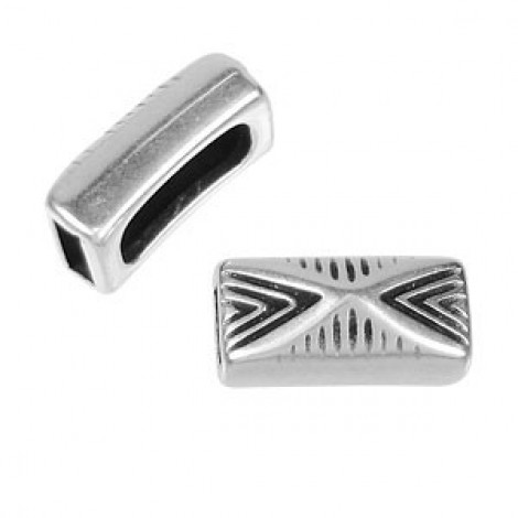 15x7.5mm(5x2mmID) Ant Silver Short Aztec Leather Slider