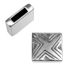 18mm (10x3mmID) Ant Silver X Line Leather Sliders - Each