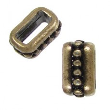5x2mmID Small Dots Ant Brass Flat Leather Spacer - Pack of 2