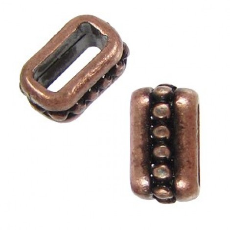 5x2mmID Small Dots Ant Copper Flat Leather Spacer