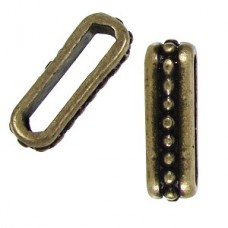 10x2mmID Small Dots Ant Brass Flat Leather Spacer - Pack of 2