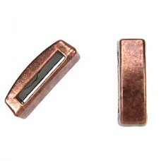 13mm(10x2mmID) Flat Leather Thin Bar Sliders - Ant Copper - Pack of 2