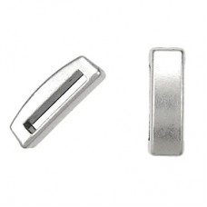 18x5mm (13x2mmID) Flat Leather Thin Bar Slider - Ant Silver