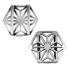 20mm Flat Leather Geometric Mandala Ant Silver Slider - Each