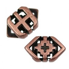12x8mm (5x2mmID) Southwest Rhombus Ant Copper Sliders - Pack of 2