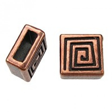 6x2mm ID Ant Copper Square Coil Flat Leather Slider