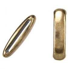 26mm (ID-20x2mm) Antique Brass Thin Bar Leather Slider - Each