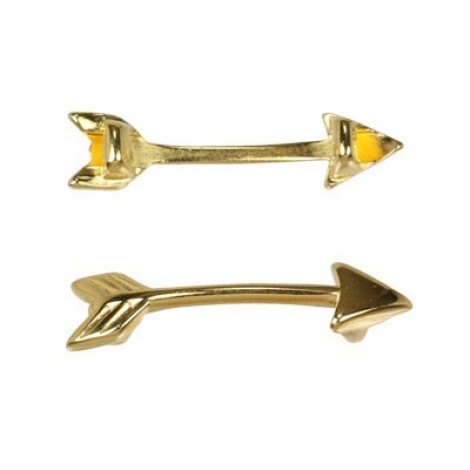3mm Flat Leather Arrow Slider - Shiny Gold - Each 3mm Flat Leather Arrow Slider - Shiny Gold - Each