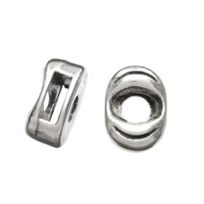 10x5mm (5x2mmID) Flat Leather Eye Slider - Ant Silver - Pack of 2