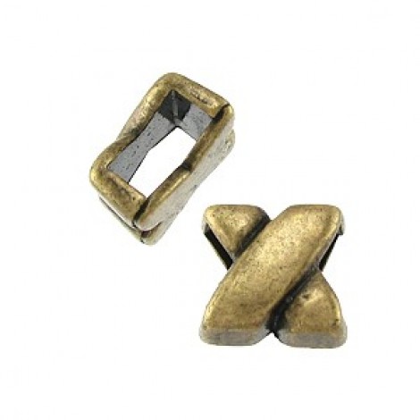 10x10mm(ID5x2mm) Ant Brass X Slider for Flat Leather