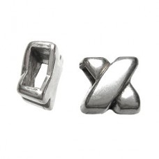 10x10mm(ID5x2mm) Ant Silver X Slider for Flat Leather