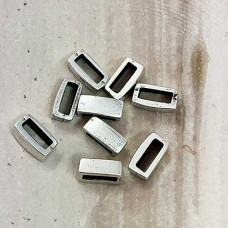 8.5x3.5mm (ID 6x2mm) Flat Rectangle Leather Slider - Antique Silver - Each