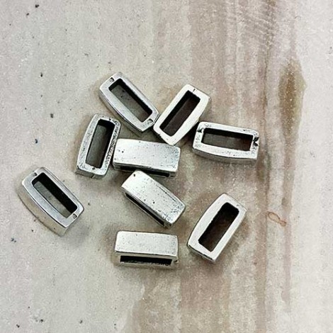 8.5x3.5mm (ID 6x2mm) Flat Rectangle Leather Slider - Antique Silver - Each 8.5x3.5mm (ID 6x2mm) Flat Rectangle Leather Slider - Antique Silver - Each