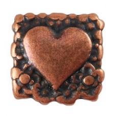 10x2mm ID Ant Copper Fancy Heart Flat Leather Slider - Each