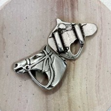 32.5x29.5mm (ID10x2.5mm) Horse Head with Bridle Leather Slider - Antique Silver - Each