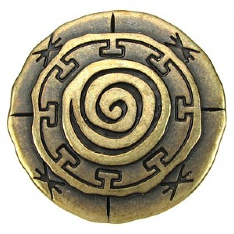 39mm(ID20x2mm) Ant Brass Lge Mandala Leather Slider - Each
