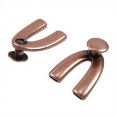 5mm Flat Leather Wishbone Disk Clasp - Antique Copper