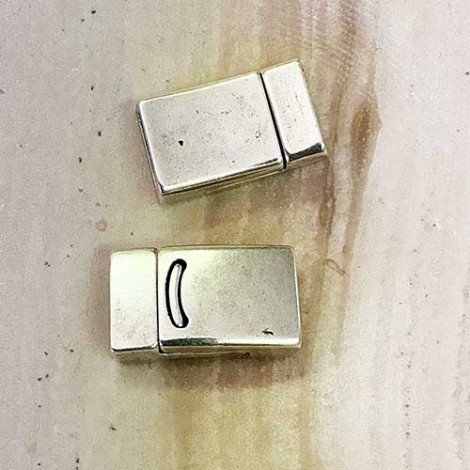 21x12mmID Antique Sterling Silver Plated Delux Flat Leather Magnetic Clasp - Each 21x12mmID Antique Sterling Silver Plated Delux Flat Leather Magnetic Clasp - Each
