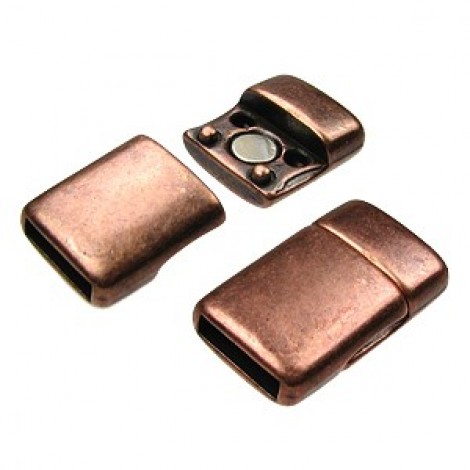 10x2mmID Ant Copper Flat Leather Rounded Magnetic Clasp