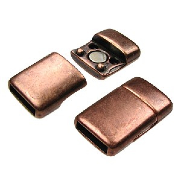 15mm Rounded Flat Leather Cord Magnetic Clasp per 10 pieces