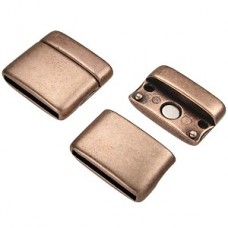 20mm Flat Rounded Magnetic Leather Clasp - Ant Copper - Each