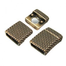 10mm Dot Ant Brass Magnetic Flat Leather Clasp - Each