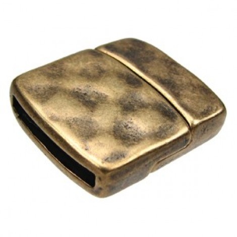 20mm Hammered Ant Brass Magnetic Flat Leather Clasp