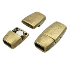 5mm Tapered Magnetic Flat Leather Clasp - Ant Brass - Each