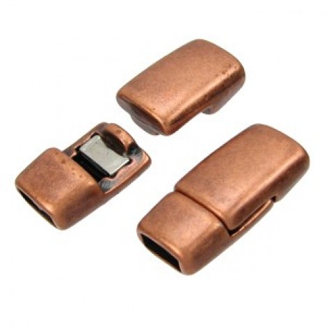 5mm Flat Rounded Antique Copper Flat Leather Magnetic Clasp