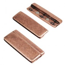 50mm Flat Leather Rounded Ant Copper Magnetic Clasp