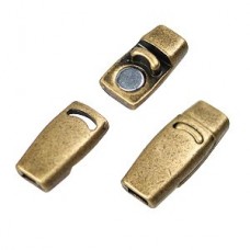 3mm Ant Brass Plain Flat Leather Magnetic Clasp - Each