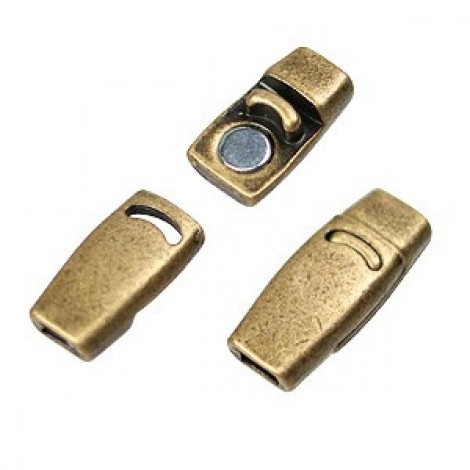 3mm Ant Brass Plain Flat Leather Magnetic Clasp