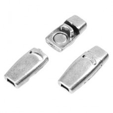 3mm Ant Silver Plain Flat Leather Magnetic Clasp - Each