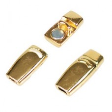 3mm Bright Gold Flat Leather Plain Magnetic Clasp