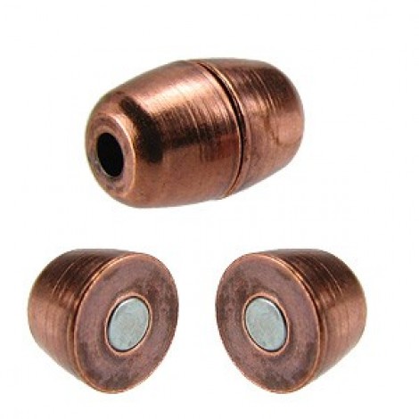 12x8mm(2mmID) Ant Copper Barrel Magnetic Leather Clasp