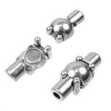 2mm ID Round Sphere Ant Silver Tube Magnetic Clasp - Each