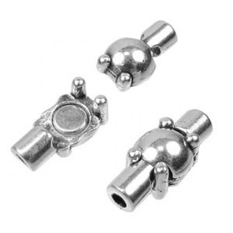 2mm ID Round Sphere Ant Silver Tube Magnetic Clasp