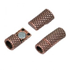 5mm Round Small Ant Copper Dots Tube Magnetic Leather - Each